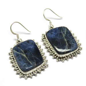 Increíble! Pendientes de Plata de Ley 925 con Sodalita, Hechos a Mano, Estilo Bohemio, Joyería Cristiana Unisex, Venta al Por Mayor - Product Image 3