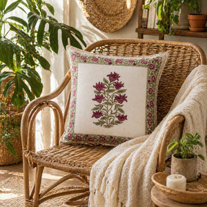Funda de Cojín Floral con Diseño Artesanal, Funda de Almohada Decorativa de Algodón para Sofá, Sala de Estar - Product Image 4