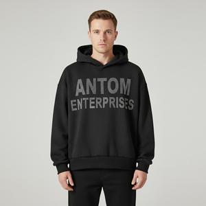 Wholesale Custom 450gsm Thick Fleece <b>Mens</b> Hoodies Sweatshirts Breathable Plain Crewneck Sweatshirt Hoodie - Product Image 3