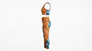 Ensemble de yoga pour femmes à la mode, respirant, à carreaux, 2 pièces, taille haute, vêtements de sport pour la remise en forme - Product Image 3