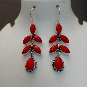 Boucles d'oreilles en corail rouge, bijoux faits à la main en argent sterling 925, cadeau pour femmes, anniversaire, cristal unique - Product Image 4