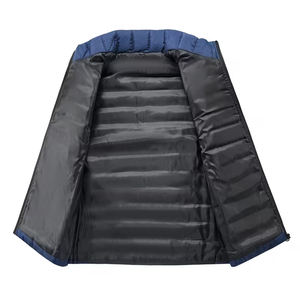 Adult Unisex Warm Montane Cotton <b>Gilet</b> <b>Navy</b> Blue Color Stand Collar Eco-Friendly Front Customizable Outerwear Quilted Packable - Product Image 3