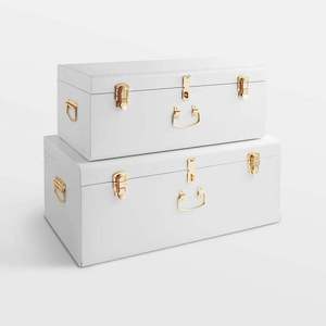 Clean lined <b>trunks</b> White Rectangular <b>Trunks</b> <b>Storage</b> <b>Box</b> Set Hinged Lid Stacking Design Minimalist Style 1 Layer Sundries - Product Image 1