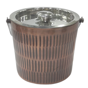 Seau à glace de luxe en cuivre antique avec couvercle et pinces, refroidisseur à vin isotherme à double paroi en acier inoxydable pour bar, fête, hôtel - Product Image 1