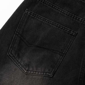 กางเกงยีนส์ขาสั้นทรงหลวมสีดำเทาสำหรับผู้ชาย สไตล์ลำลอง - Product Image 5