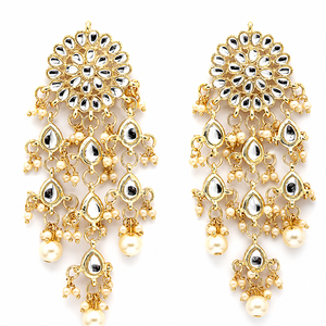 Ethnic Handmade Alloy Jhumka Earrings with Colorful Beads and Rhinestones for Wedding India RETAIL <b>BEES</b> TRADING CO - Product Image 1