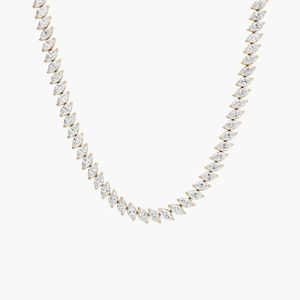 Tennis <b>Necklace</b> With 19 CTW Marquise Cut Lab-Grown Diamonds In Yellow Gold - Product Image 3