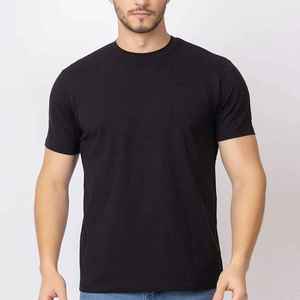 T-shirt à manches courtes pour homme, col rond, coupe classique, tricoté, 100% coton, couleur unie, décontracté - Product Image 1