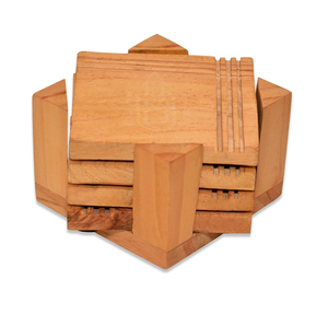 Juego de Posavasos Clásicos de Acacia Real, 100% Madera Natural, Incluye Posavasos para Tazas de Café, Forma Ovalada, Nuevo, con Base para Posavasos - Product Image 4