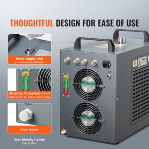 Refrigeratore d'Acqua Industriale CW 5202 con Serbatoio da 7L e Sistema di Raffreddamento da 18L, Capacità di Raffreddamento 5HP, 220V - Product Image 6