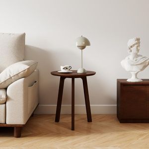 Modern Round Solid Wood Side <b>Table</b> with 3 Legs, Walnut <b>End</b> <b>Table</b> for Living Room, Bedroom, <b>Sofa</b> & Apartment - Product Image 5