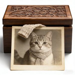 Urnas Comemorativas Ecológicas Artesanais em Madeira de Jacarandá Marrom com Design Árvore da Vida, Urna Retangular Personalizável para Cinzas de Múltiplas Espécies de Animais - Product Image 2
