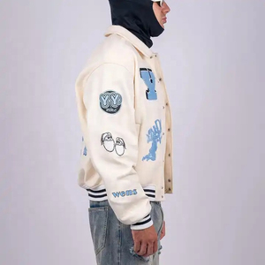 University Custom Long Front Varsity Jacket Men's Winter Baseball Jacket Custom Colors 100% Cotton Waterproof Windproof - Product Image 4