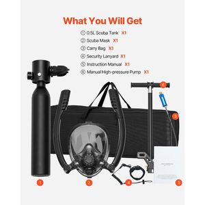 Bombola d'Aria per Immersioni 0.5L, Serbatoio Portatile per Subacquea 5-10 Min. Supporto Respiratorio per Immersioni, Profondità 32,81 Piedi, Tempo di Immersione 5-10 Minuti - Product Image 6