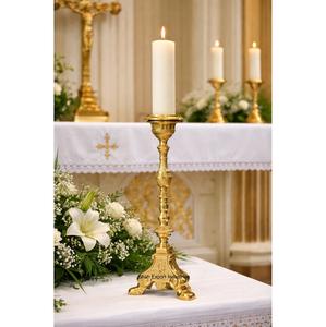 Ensemble de 3 base trépied gaufré bougeoir église autel bougeoir église religieuse mariage décor centres de table - Product Image 5