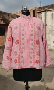 Indian Handmade Suzani Hand Embroidered Summer Short Jacket Mandarin Collar Wildlife Floral Pattern Women Festival Special Gift - Product Image 2