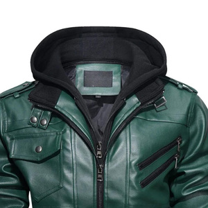 Veste en cuir premium pour homme avec col à capuche, vêtement de mode pour l'hiver, logo et taille personnalisés, prix abordable - Product Image 6