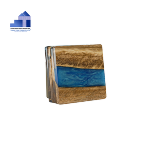Hot Selling Eco-Friendly Hand-<b>painted</b> Model Natural Wood Color Resin Wood Coaster for Kitchenware Made in Vietnam - Product Image 5