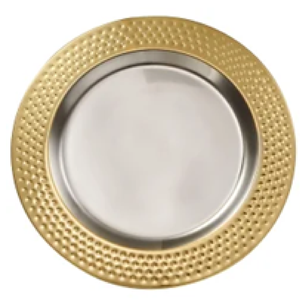 Modern honeycomb copper charger <b>plate</b> with a geometric hexagonal pattern and matte finish. Available at wholesale price serially - Product Image 1