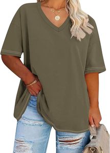 Camiseta holgada para mujer, de tejido transpirable, corta, informal, talla grande, para uso diario y cómodo. - Product Image 3