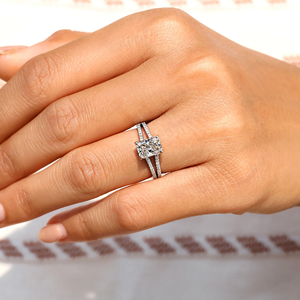 Anillo de Compromiso de Oro con Diamante de Corte Radiante Elegante y Halo Oculto, Joyería Nupcial de Laboratorio, Proveedor Mayorista - Product Image 4