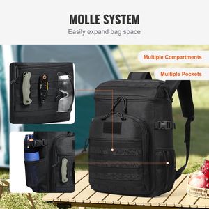 Sac isotherme 25L, design Molle, multi-poches, boîte à lunch souple 600D, sacs de rangement amovibles, pratique pour le bureau et les activités de plein air - Product Image 6