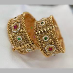 Openable Gold Plated Pota Stone Fine <b>Bangles</b> <b>Set</b> 10581359PGR_2.4 - Product Image 1