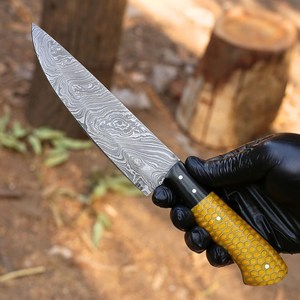 Couteau de Chef en Acier Damas Forgé à la Main, Tranchant comme un Rasoir, 12 Pouces, avec Manche Nid d'Abeille, OEM ODM Disponible, Étiquette Privée, Couteaux en Gros - Product Image 1