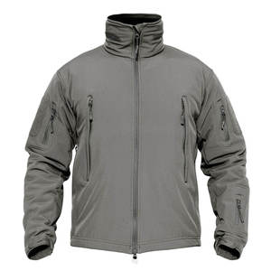 Veste tactique softshell pour homme, coupe-vent, fermeture éclair, col montant, couleur unie, vêtement d'extérieur, coupe régulière, utilisation automne - Product Image 2