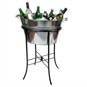 Cubetas de metal galvanizado para vino, grandes, ovaladas, para bebidas y hielo, con asas, para fiestas, cerveza, champán, cócteles y enfriamiento de vino - Product Image 3