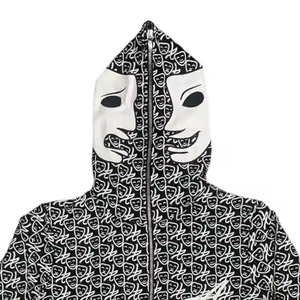 Sweats à capuche Asali pour hommes – Fournisseur en gros – Confortables et élégants avec fermeture éclair pour le quotidien – Imprimé « Laugh Cry » – Couleur noire – Sweats à capuche Asali pour hommes - Product Image 2