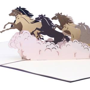 Tarjeta de felicitación 3D con diseño de caballo 2026, tarjeta pop-up hecha a mano, tarjeta 3D con diseño de animales, tarjeta de felicitación especial. - Product Image 1