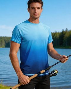 Camiseta de Baño Azul para Hombre, Elegante, de Manga Corta, Secado Rápido y Transpirable - Product Image 2