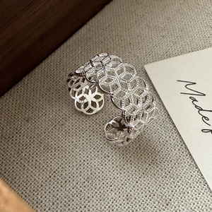 S925 Sterling <b>Silver</b> Korean Niche Design Lace Retro <b>Ring</b> South Korea Korean Style Simple Fashionable <b>Ring</b> - Product Image 1