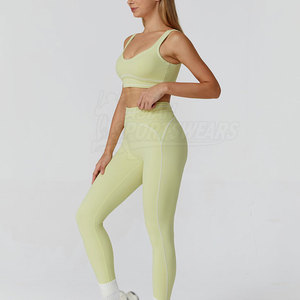 Casual Women Solid Front Yoga Sets Comfortable Stretch Clothing Matching <b>Top</b> <b>and</b> <b>Leggings</b> for Daily Wear Yoga Practice Fitness - Product Image 5