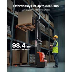 Gerbeur électrique complet orange et noir, capacité de 3300 lb, hauteur de levage de 96,06 pouces, hauteur de levage réglable de 8,66 à 31,1 pouces, chariots élévateurs électriques - Product Image 2