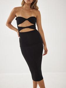 ชุดเดรสผู้หญิงแบบใหม่ สไตล์ ODM เรียบง่าย ทรงเข้ารูป เป็นมิตรกับสิ่งแวดล้อม แบบไม่มีแขน ดีไซน์บิดเกลียว ความยาวปานกลาง ผ้าถักย้อมสีธรรมชาติ - Product Image 4