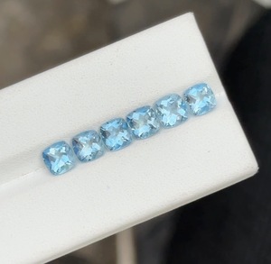 Piedra Preciosa de Aguamarina Natural Santa María, Corte Cojín de 6x6 mm, Azul Claro, 4.83 Quilates, para Joyería Fina y Diseños de Lujo - Product Image 1