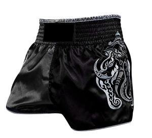 AL SWANS INTERNATIONAL Short de boxe noir pour homme en Spandex extensible, ajusté, durable, sans coutures, respirant, pour arts martiaux - Product Image 4