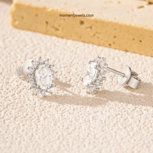 Luxury 1.0 Carat Oval Cut Moissanite Earrings for Women GRA Certificate VVS Geometric Flower 925 Sterling <b>Silver</b> <b>Stud</b> Earrings - Product Image 4