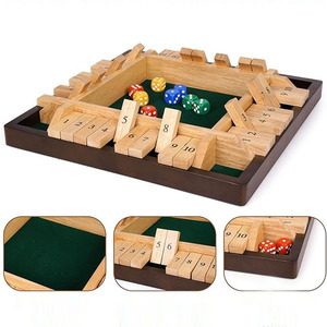 Jeu de dés en bois Shut The Box avec des jeux de dés colorés, jeu de société familial moderne pour le plaisir et le divertissement en famille - Product Image 6