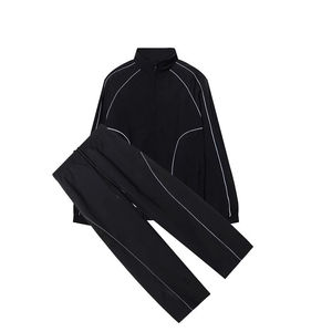 Pantalon de jogging streetwear personnalisé à capuche, décontracté, noir, taille haute, unisexe, coupe large, réfléchissant, coupe-vent, style survêtement - Product Image 1