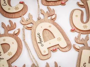 Adorno Navideño de Reno de Madera, Corte Láser, Nombre Personalizado, Decoración Festiva, Estilo Rústico, Decoración para el Hogar, Tema Invernal - Product Image 6