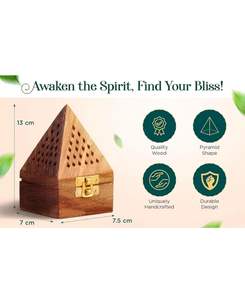 Soporte de Incienso Sambrani DhoopBatti de Madera, Hecho a Mano, Tradicional, con Recolector de Ceniza, Quemador Aromático Decorativo - Product Image 2