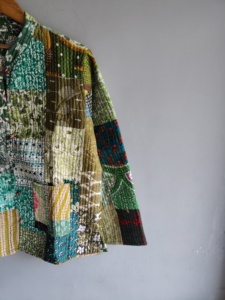 Quilted <b>Patchwork</b> <b>Jacket</b> Women's Mandarin Collar Full Sleeve Cotton Autumn Style Regular Length Patch Designs - Product Image 3