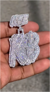 Bijoux Hip Hop de Luxe, Pendentif Personnalisé avec Nom, Pendentif Lettre Logo en Moissanite VVS, pour Hommes - Product Image 5