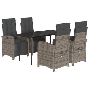 Set da pranzo Patio in Rattan grigio 5 pezzi con cuscini eleganti Set da giardino - Product Image 2