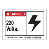 Étiquettes autocollantes « Danger 220 Volts » durables, imprimées en UV mat pour zones industrielles à risque électrique