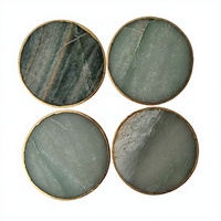 Sous-verre en Aventurine Verte et Agate, Pierre Précieuse de Quartz Naturelle Faite à la Main, Décoration d'Intérieur, Thème Amour JILANI, Plaqué Or, Boule Rose, Vente en Gros