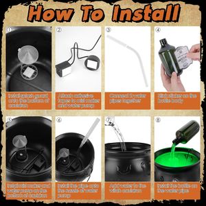 Set Decorazioni Halloween: Bottiglia Galleggiante, Calderone della Strega con Nebbia e Luce Verde, Decorazioni Vintage per Feste di Halloween Spettrali - Product Image 3